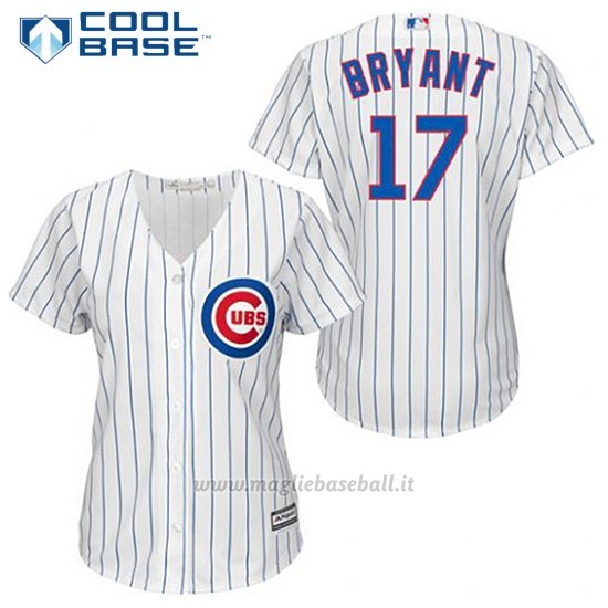 Maglia Baseball Uomo Chicago Cubs 17 Kris Bryant Bianco 1ªCool Base